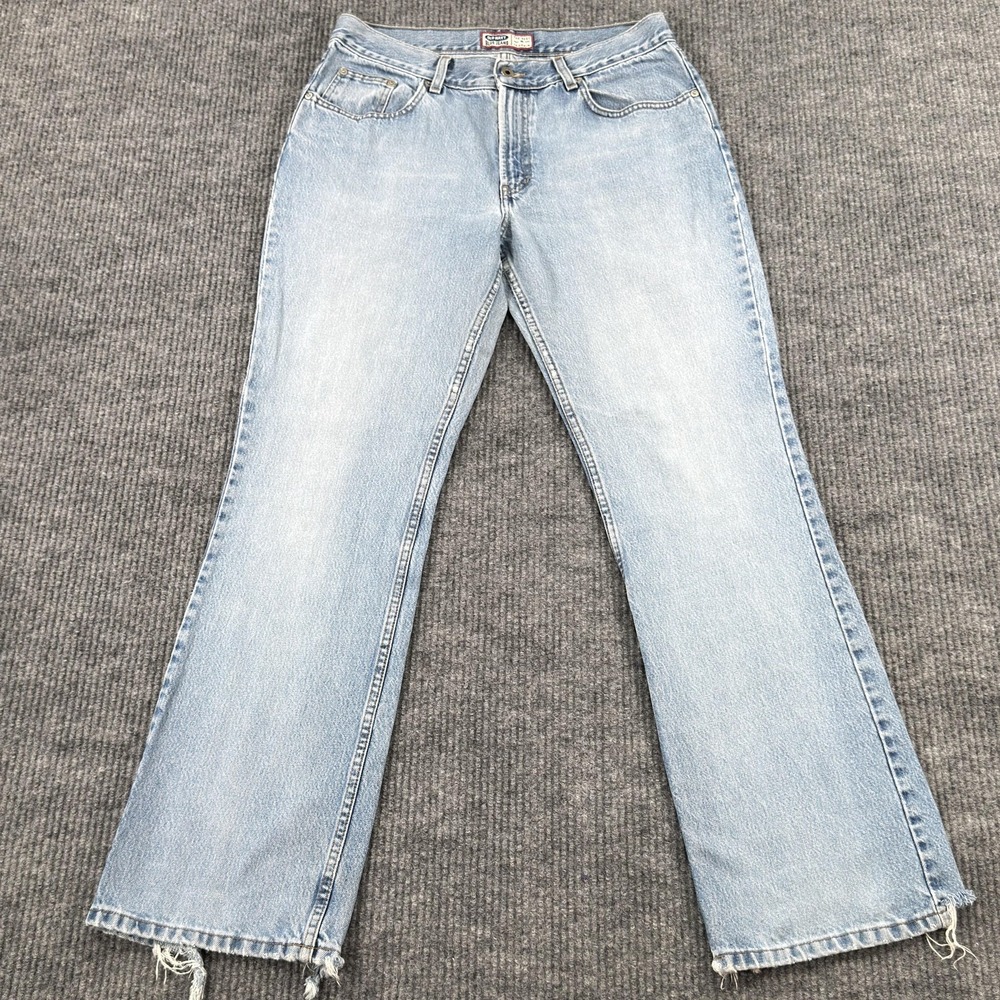 VTG Old Navy Jeans Womens 14 Long Light Wash High Rise Straight Distressed Denim